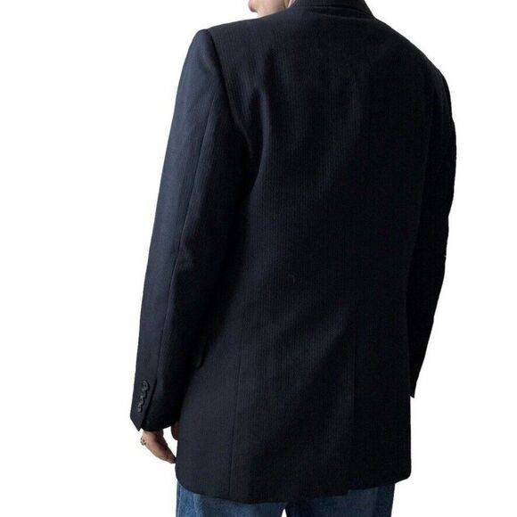Vintage Christian Dior Unisex Navy Pin Stripe 100% Wool Sport Coat Blazer 40R - Picture 11 of 11